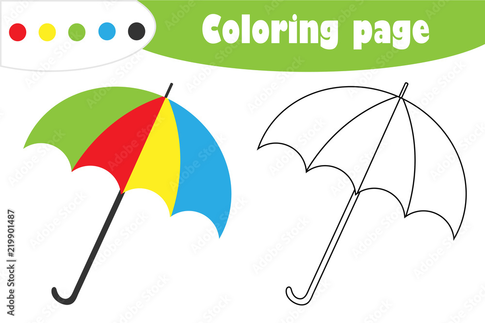Umbrella in cartoon style autumn coloring page education paper game for the development of children kids preschool activity printable worksheet vector illustration vector