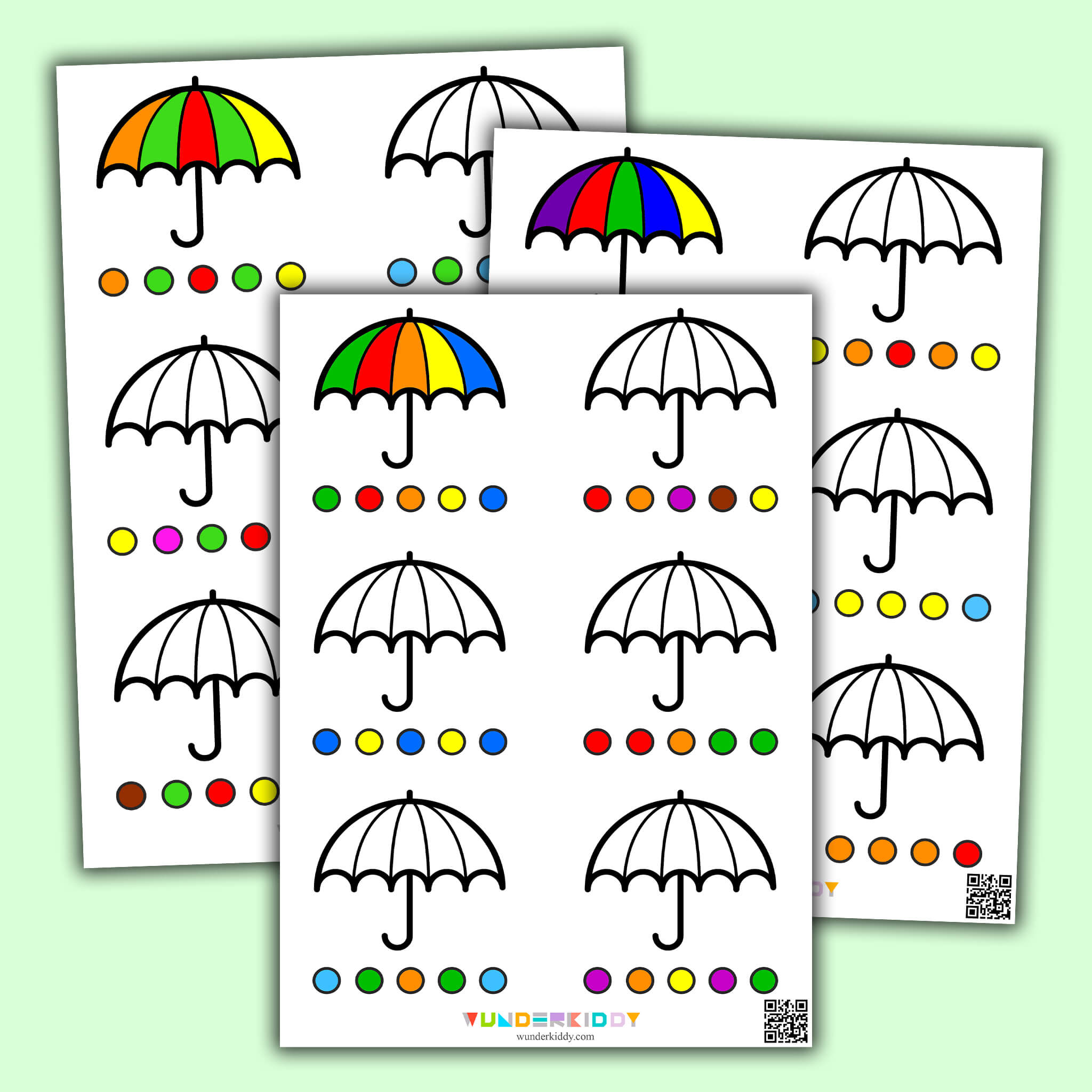 Printable coloring umbrella worksheet for toddlers