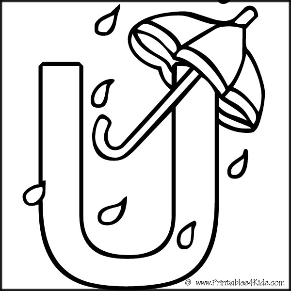 Alphabet coloring page letter u umbrella â printables for kids â free word search puzzles coloring pages and other activities