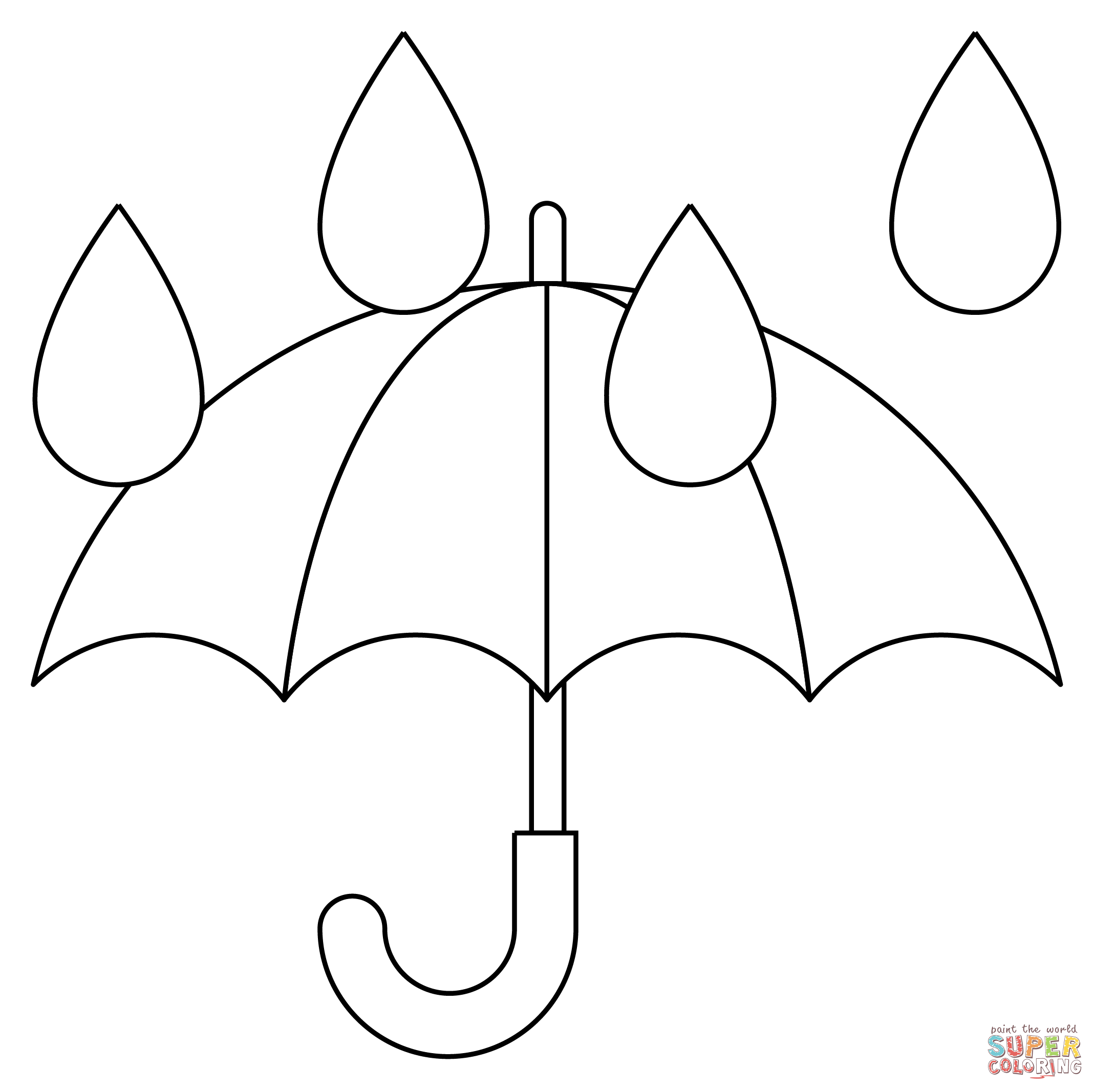 Umbrella with rain drops coloring page free printable coloring pages