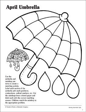 April umbrella matching game printable lesson plans and ideas
