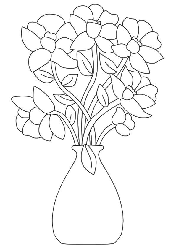 Vase of flowers for coloring flower coloring sheets flower coloring pages printable flower coloring pages