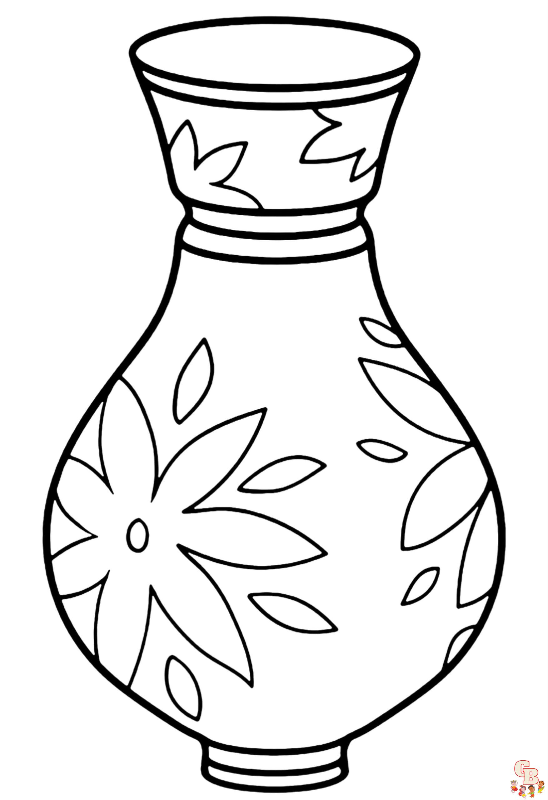 Printable vase coloring pages free for kids and adults
