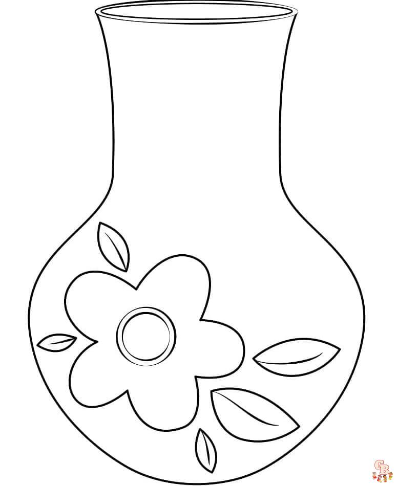 Printable vase coloring pages free for kids and adults