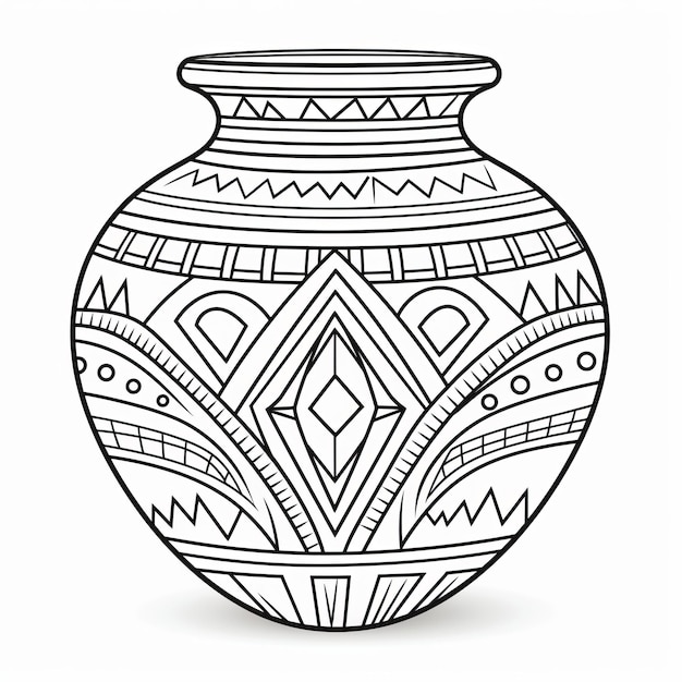 Premium ai image printable ethnic terracotta vase coloring pages for kids