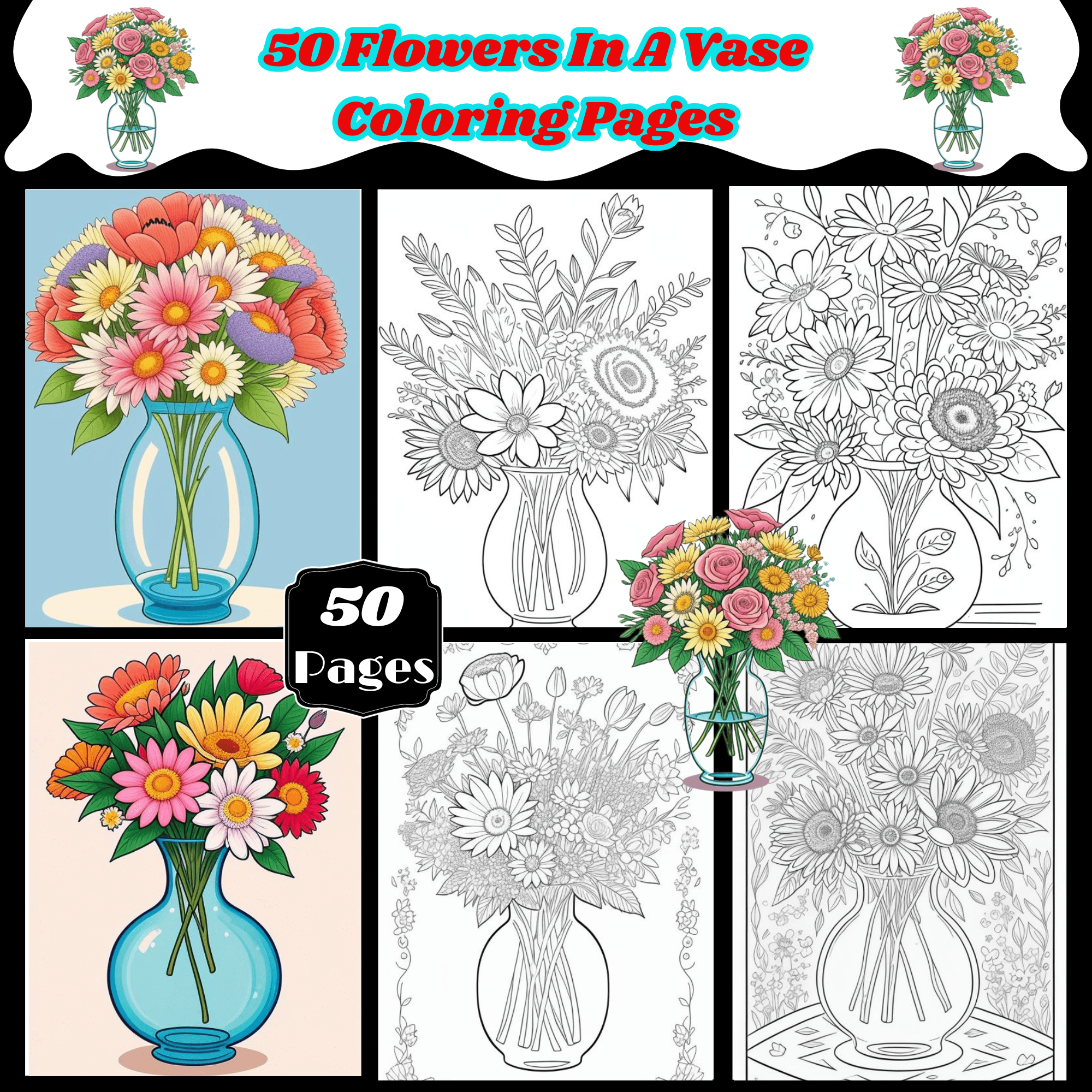 Flowers in a vase coloring pages flower vase coloring pages for kids and adults made by teachers