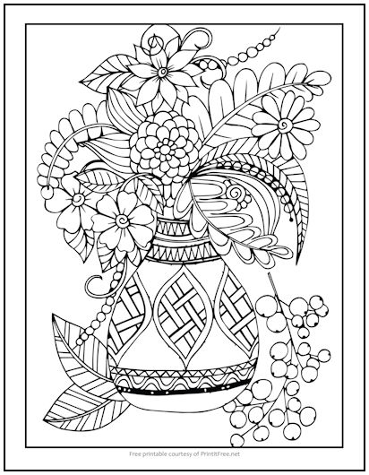 Vase of flowers coloring page print it free