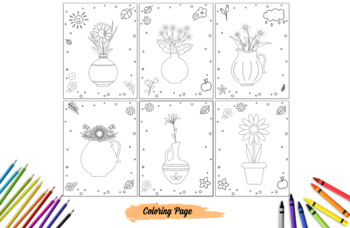 Printable flower vase coloring page by kiddie resources tpt