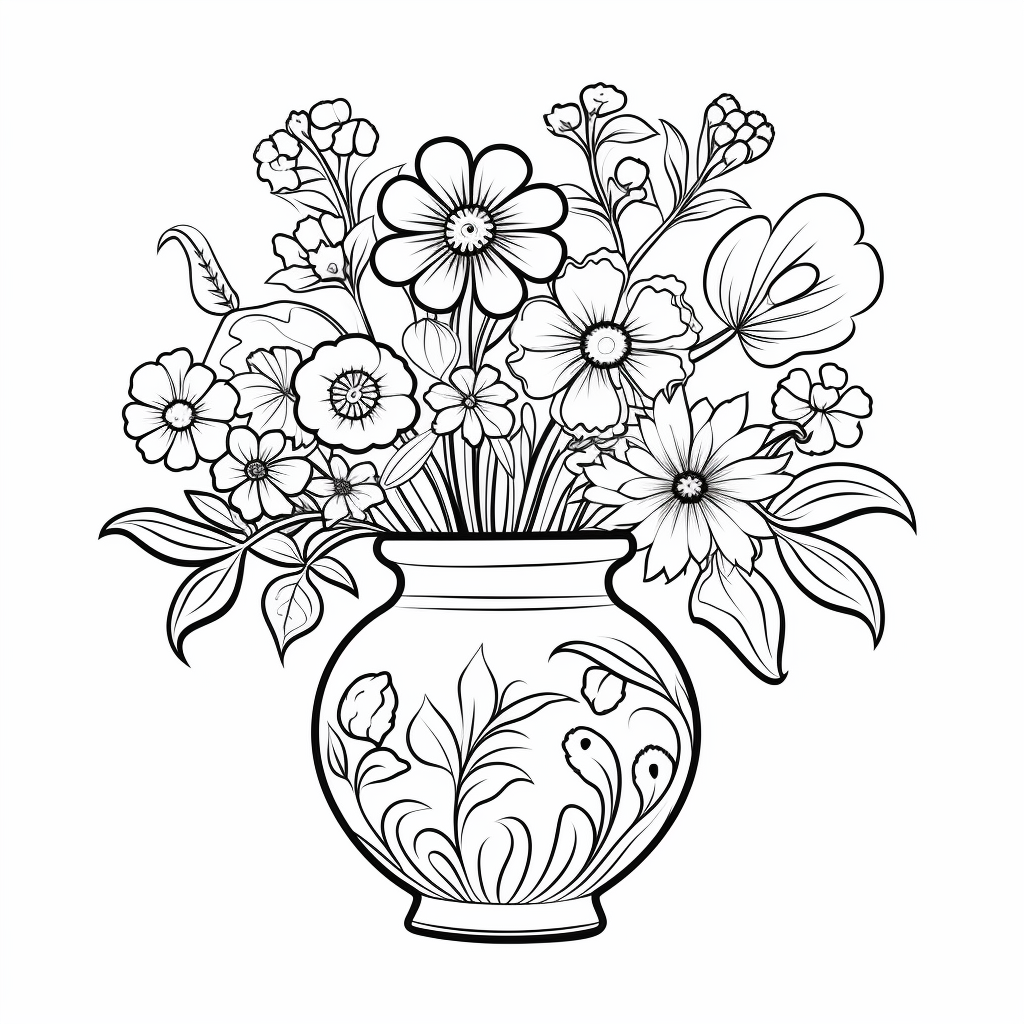 Flower vase coloring pages