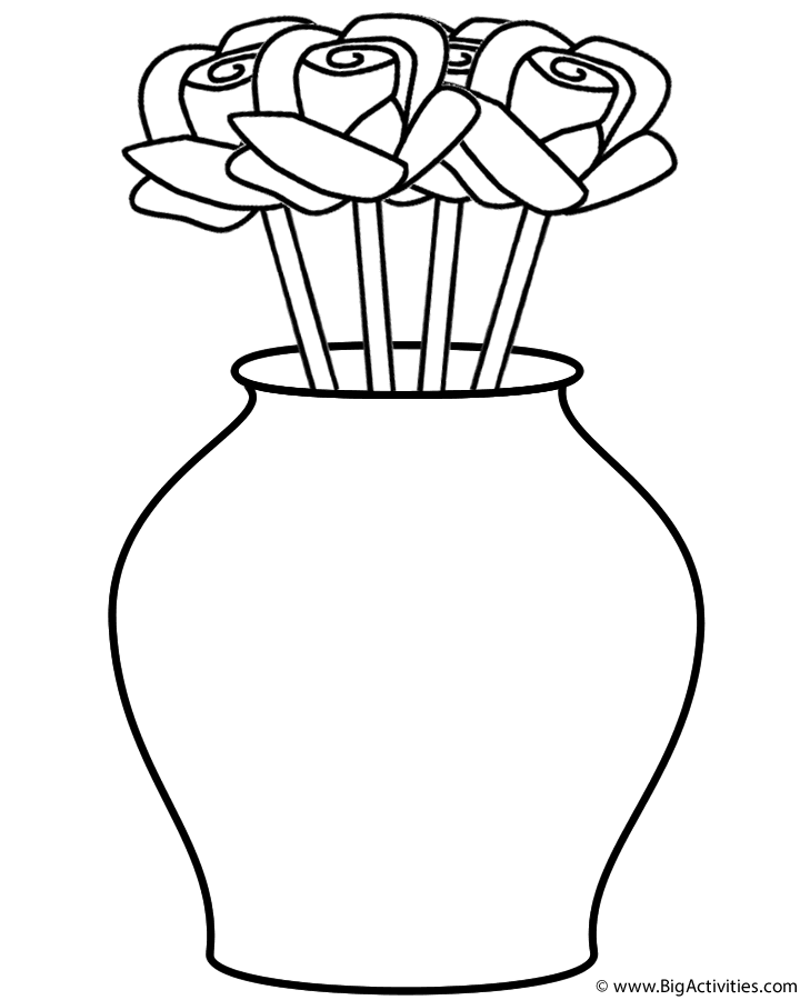Roses in curved vase