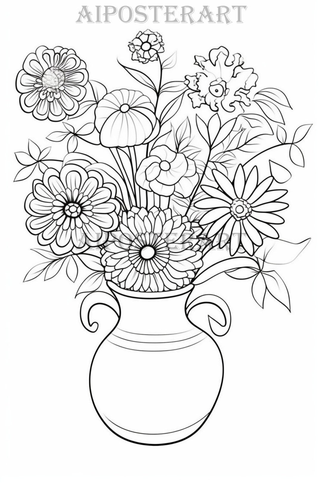Vase of flowers coloring page for kids printable flowers
