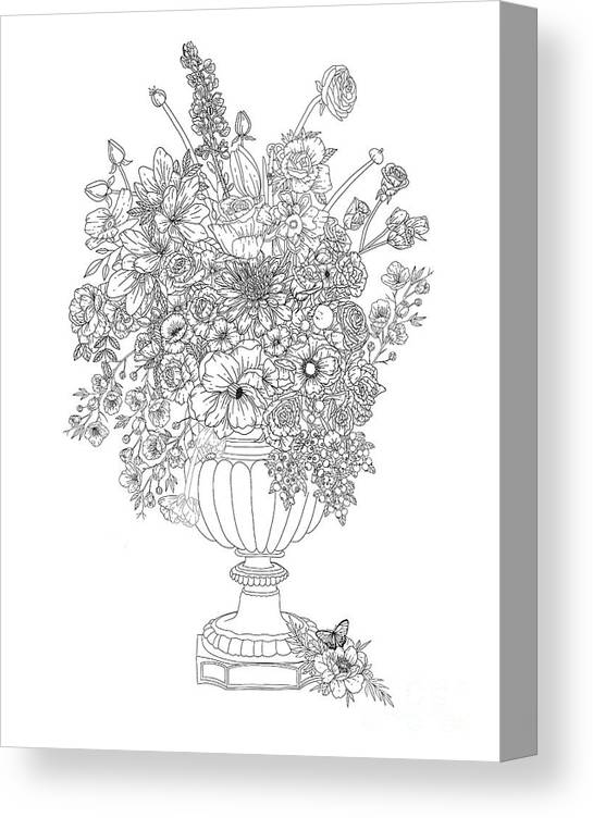 Floral fantasy flower vase coloring page canvas print canvas art by lisa brando