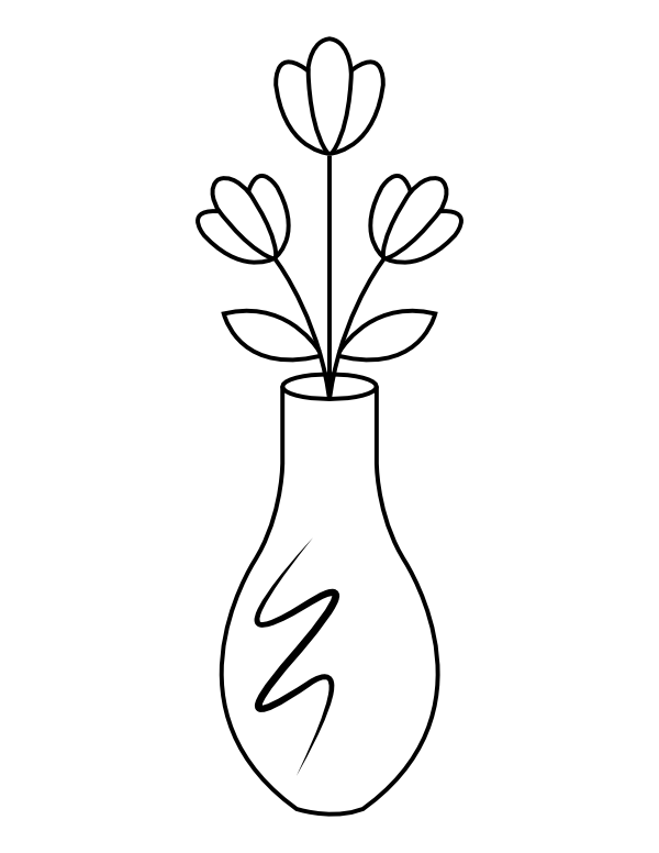 Printable flower vase coloring page