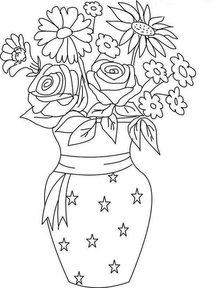 Free printable flowers in vase coloring pages for kids coloring pages flower vase drawing flower printable