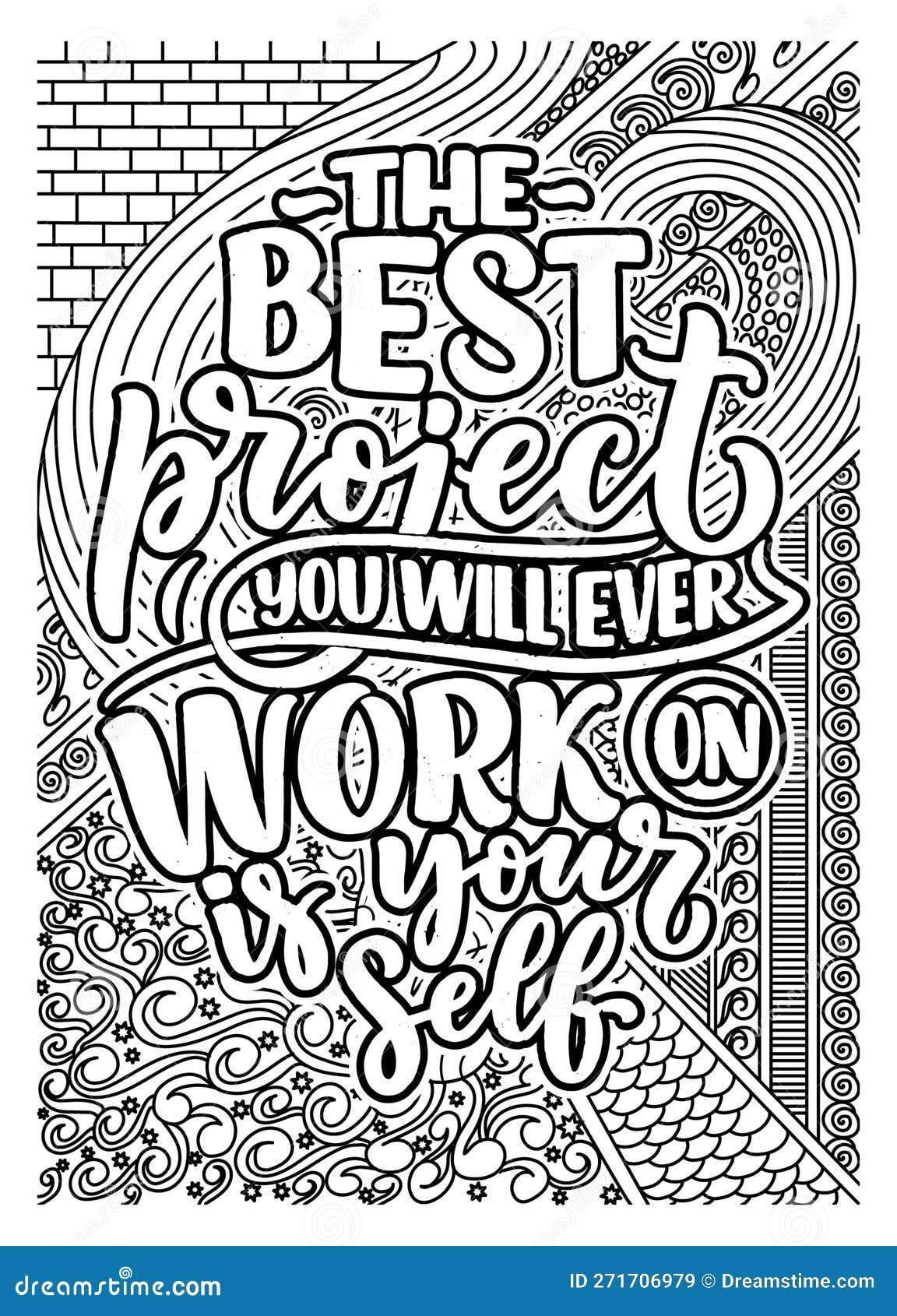 Inspirational quote coloring pages for adults motivational quotes coloring page stock illustration
