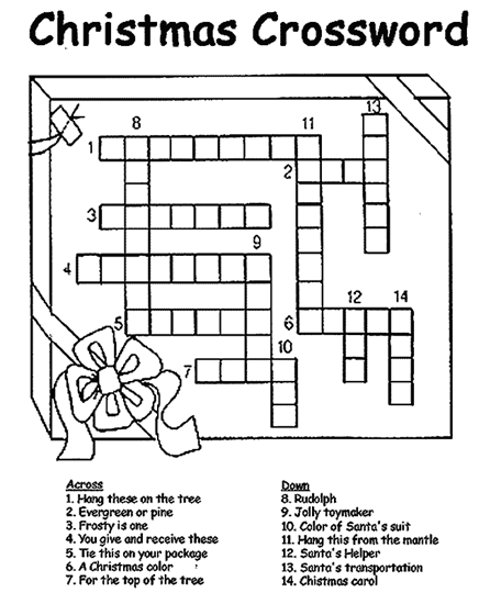 Christmas crossword coloring page