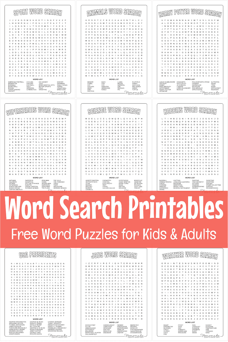 Best free word search printable puzzles for kids adults