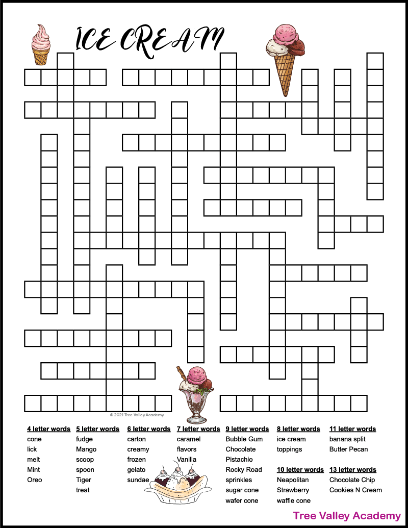 Ice cream fill in puzzle