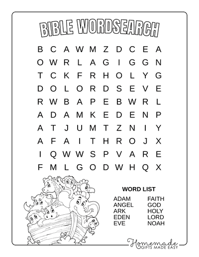 Free printable bible word search puzzles for kids