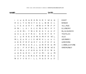 Old economy village coloring pages crossword and word search â old economy village