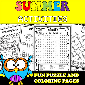 Fun summer puzzle worksheets