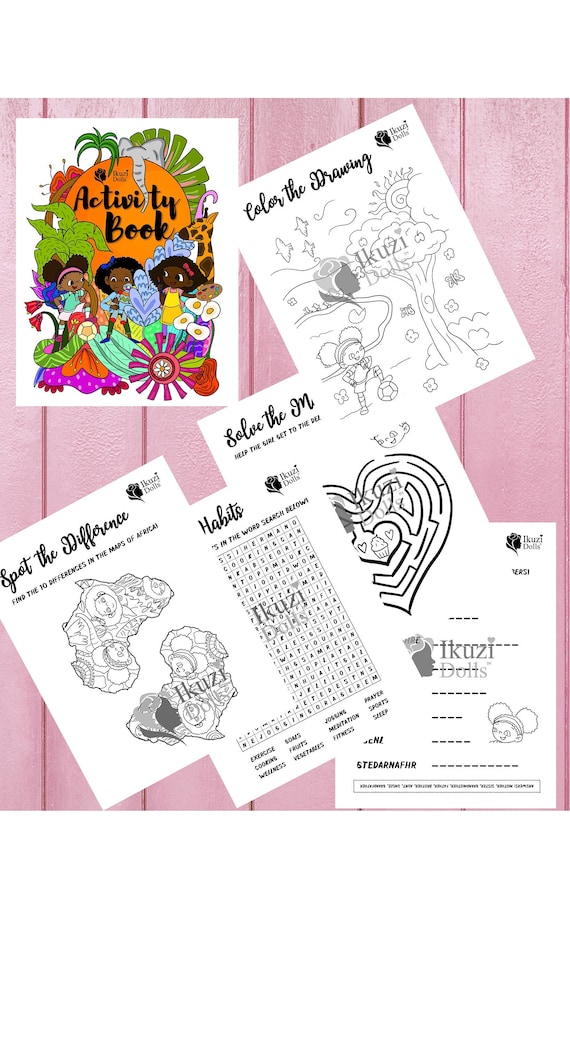 Kids activity book printable coloring pages kids crossword puzzles birthday party activity school classroom activity word scramble maze