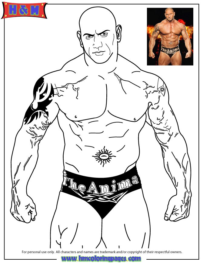 World wrestling entertainment wwe batista the animal coloring page h m coloring pages wwe coloring pages wwe coloring pages