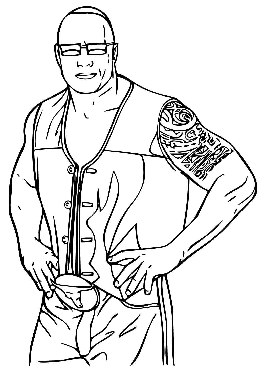 Free printable wwe tattoo coloring page for adults and kids