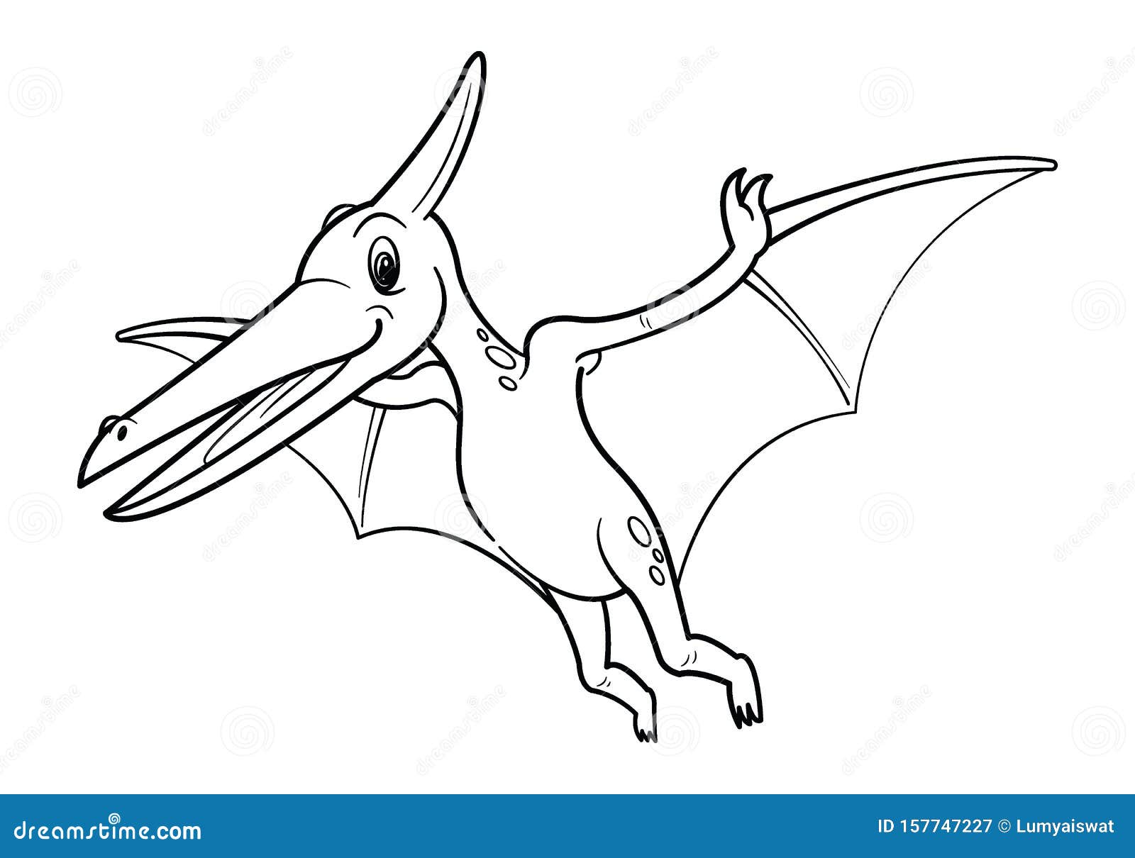 Cute cartoon dinosaur pteranodon character stock vector