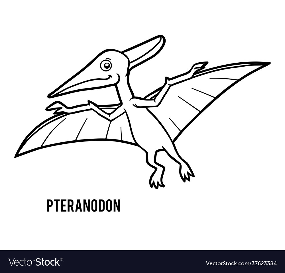 Coloring book for children cartoon pteranodon vector image