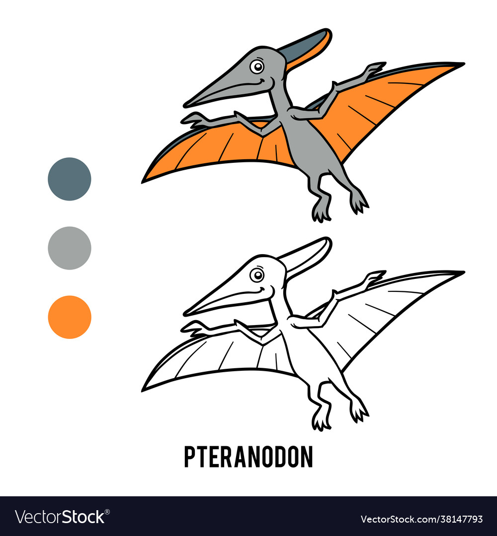 Coloring book for children cartoon pteranodon vector image