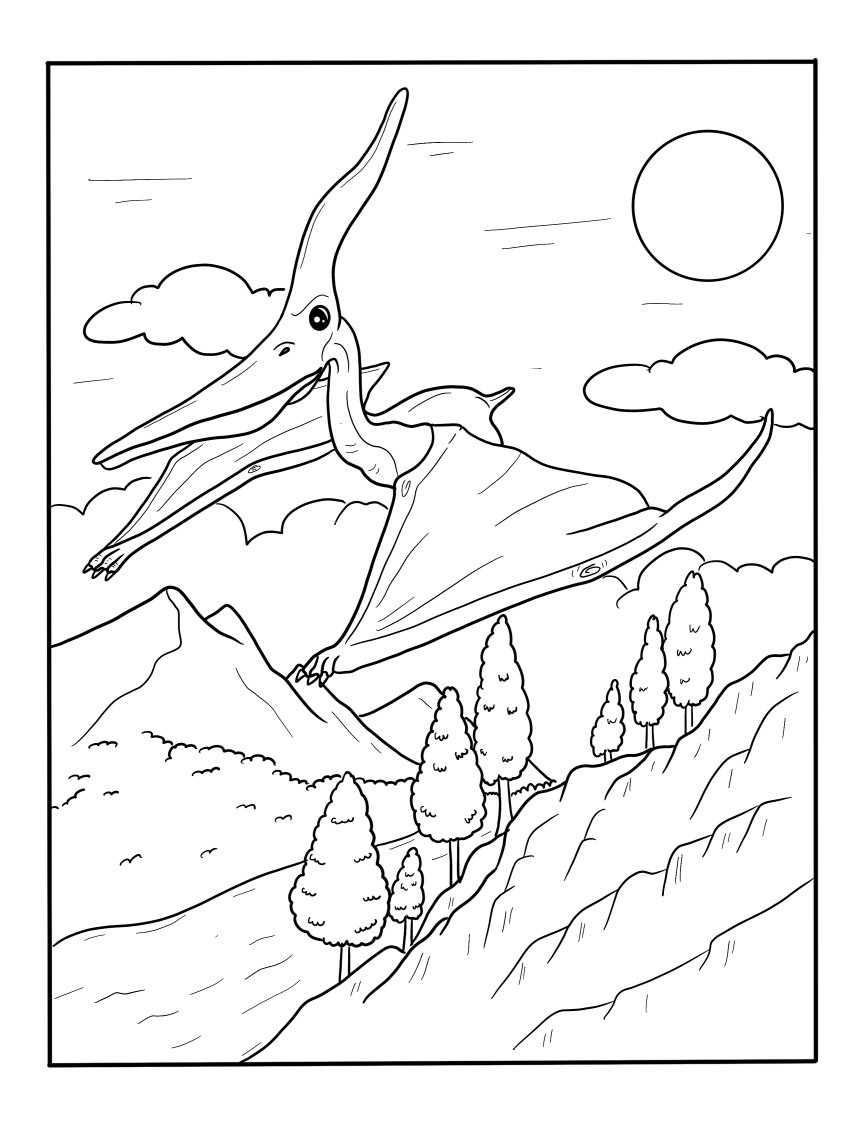 Pterodactylus coloring pages for kids free printable