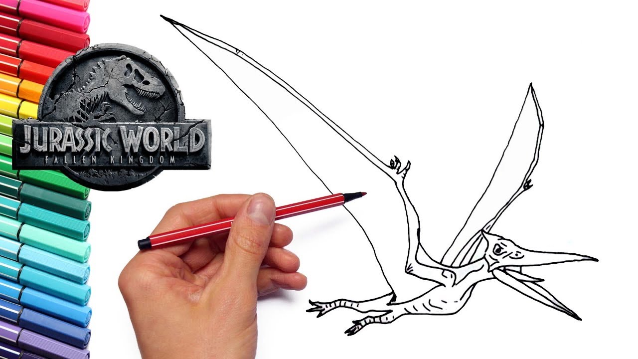 How to draw flying dinosaur pteranodon fro jurassic world