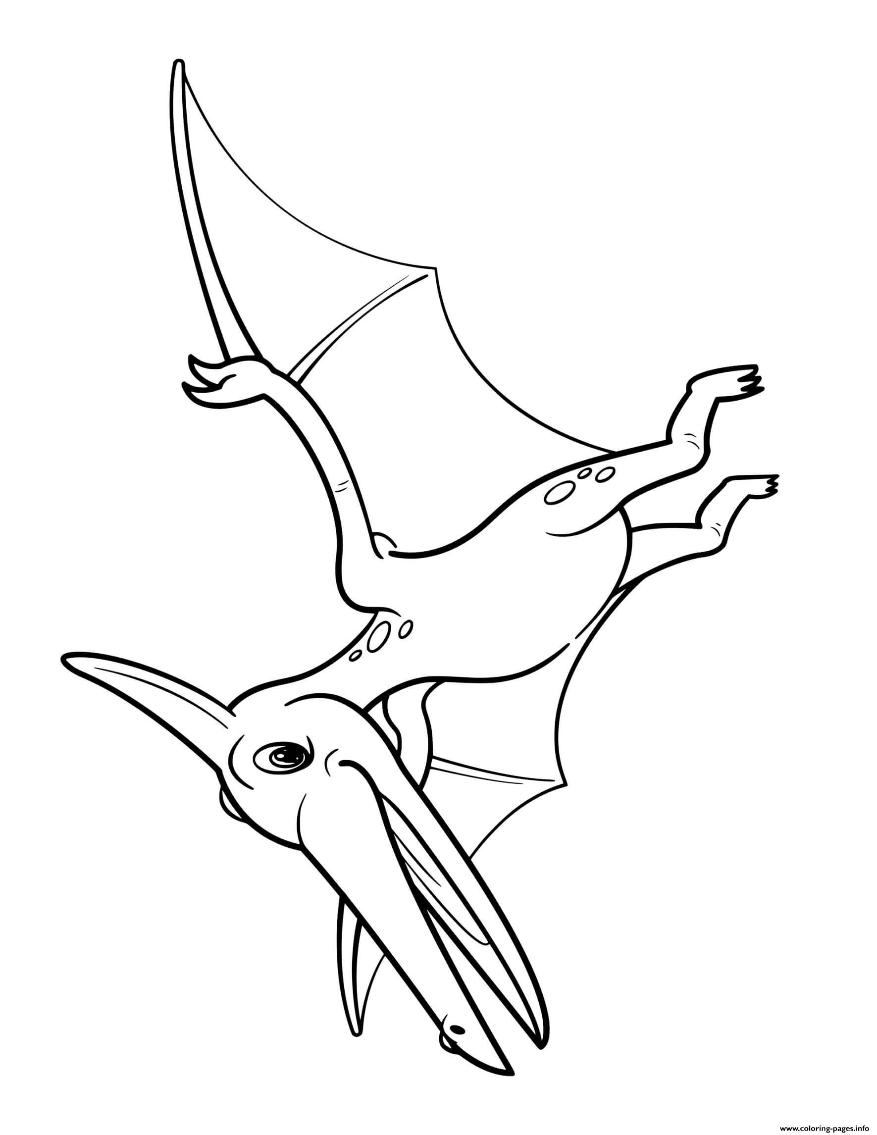 Dinosaur cartoon pteranodon flying coloring page printable