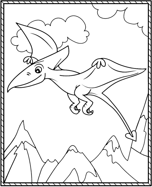 Pterodactyl coloring page flying dinosaur