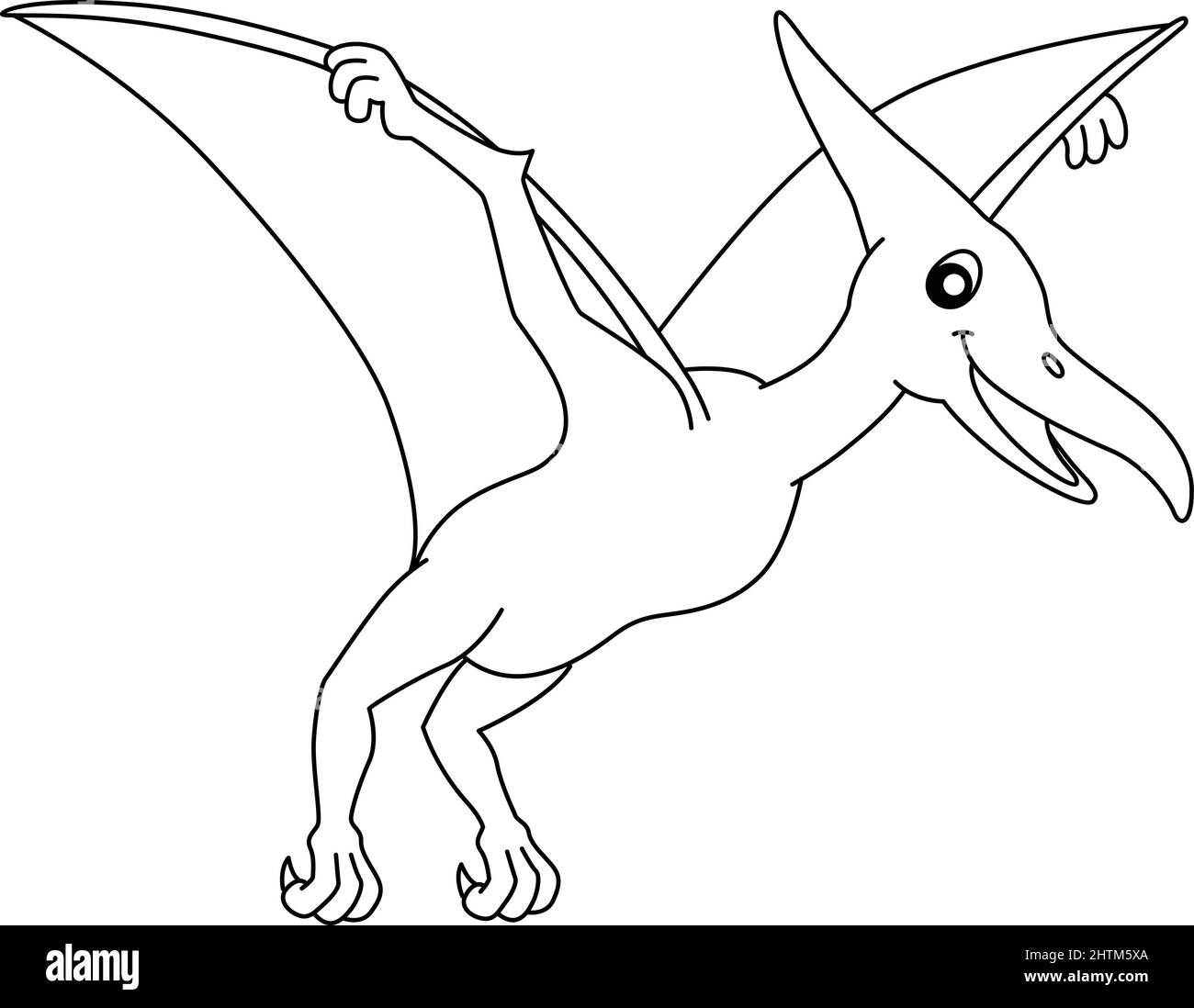 Pterodactyl coloring isolated page for kids stock vector image art