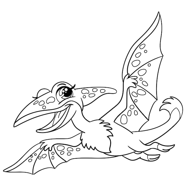Premium vector pterodactyl dinosaur coloring page for kids