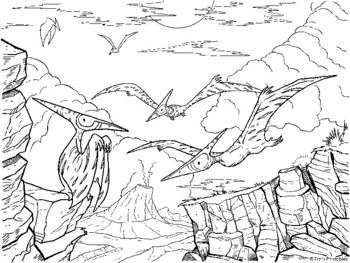 Pterodactyl coloring page pdf by tims printables tpt