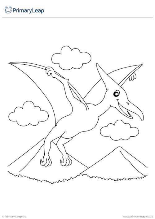 Art and craft pterodactyl louring page worksheet