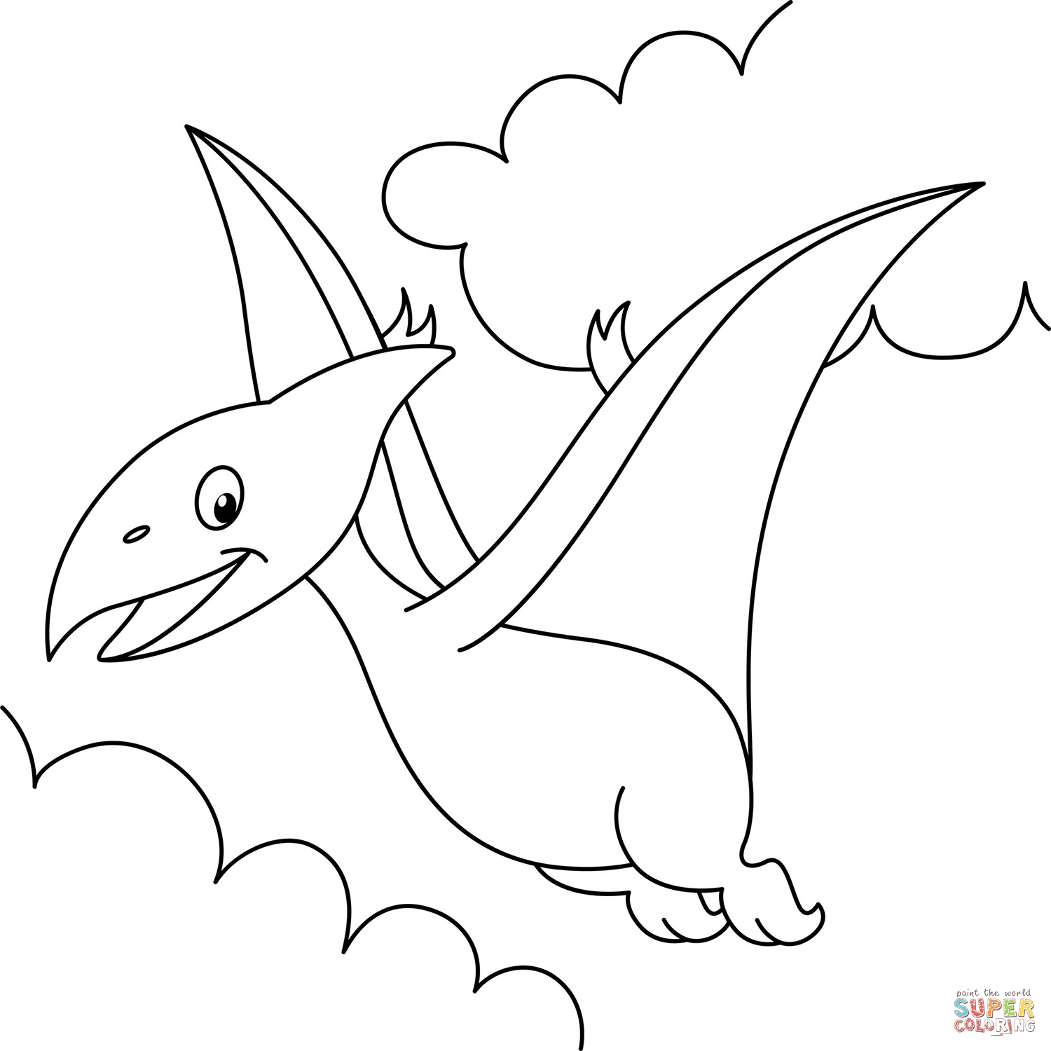 Cute pterodactyl coloring page free printable coloring pages