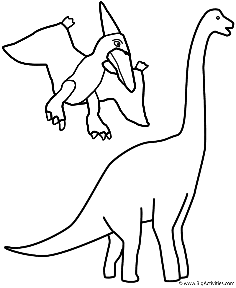 Pterodactyl and brachiosaurus