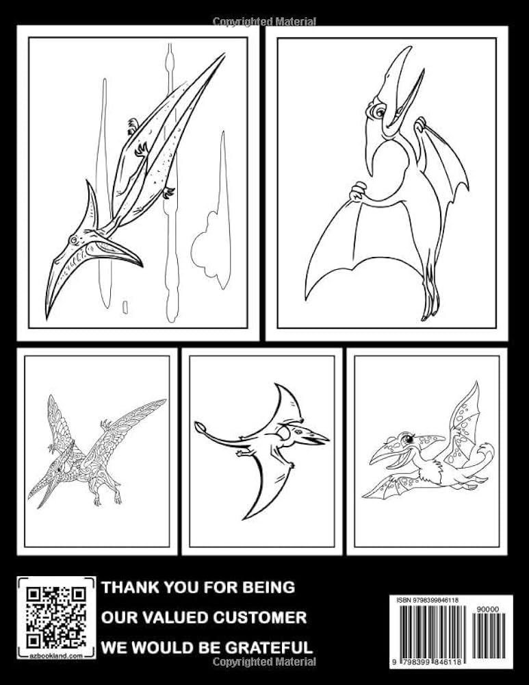 Pterodactyl coloring book for kids high