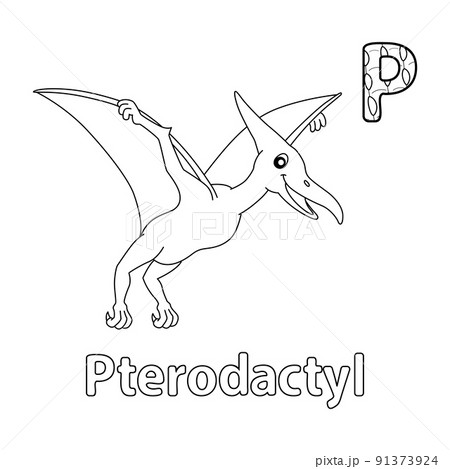 Pterodactyl alphabet dinosaur abc coloring page p