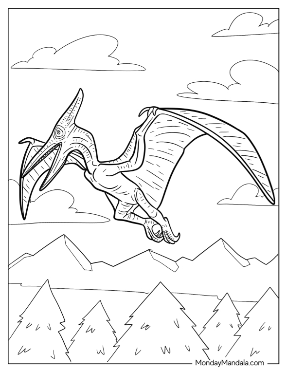 Pterodactyl coloring pages free pdf printables