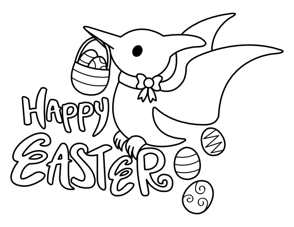 Printable easter pterodactyl coloring page