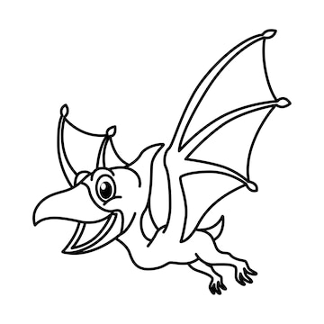 Premium vector funny pterodactyl cartoon vector coloring page