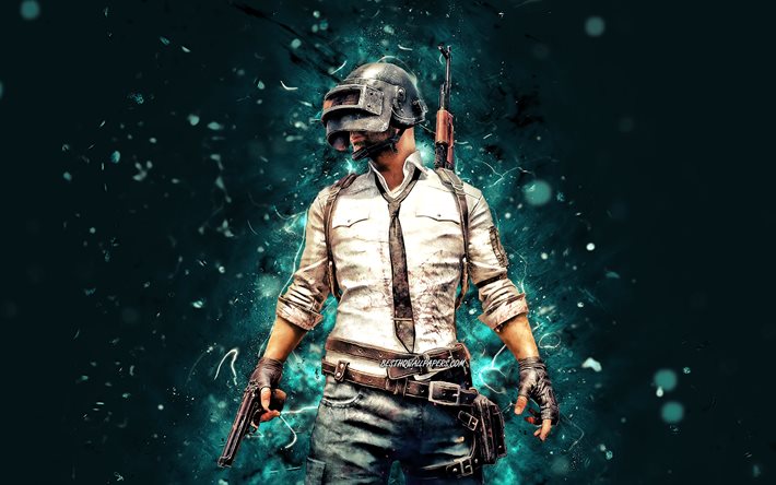 Download wallpapers playerunknowns battlegrounds k blue neon lights pubg characters main character creative playerunknowns battlegrounds character for desktop free pictures for desktop free