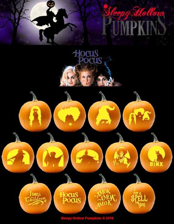 Hocus pocus pumpkin carving patterns printable pdf