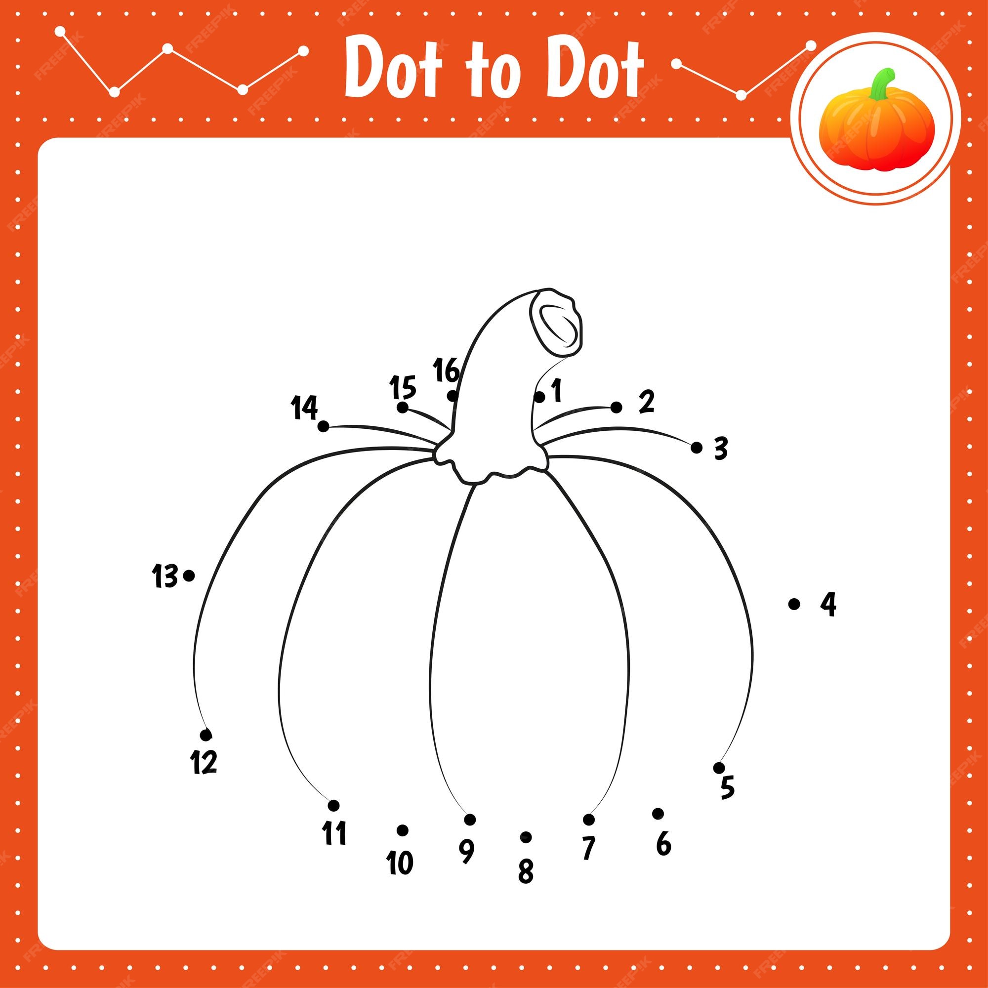Premium vector connect the dots pumpkin dot to dot educational game coloring book for preschool kids activity worksheet vector illustration