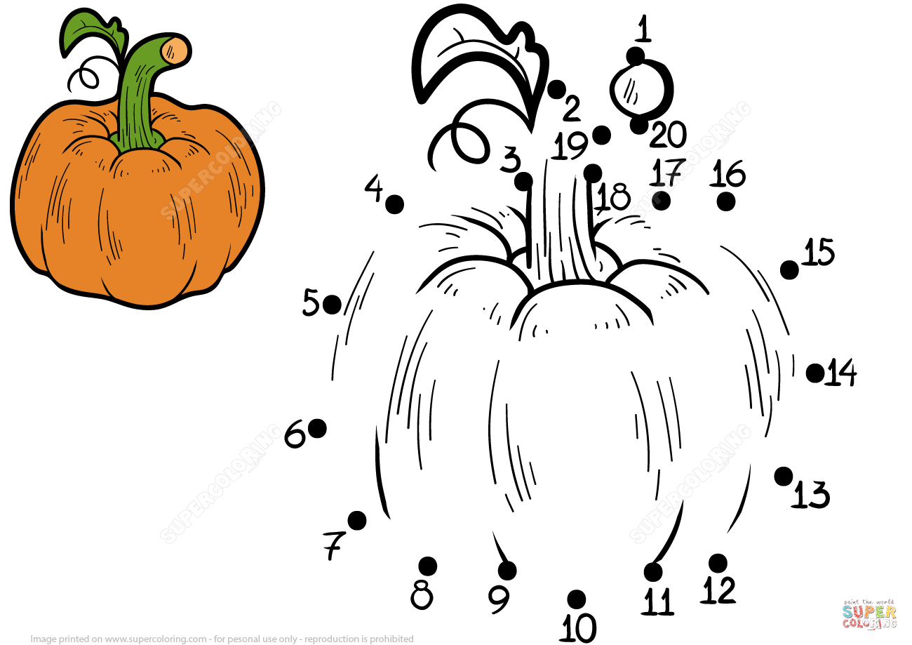 Pumpkin dot to dot free printable coloring pages